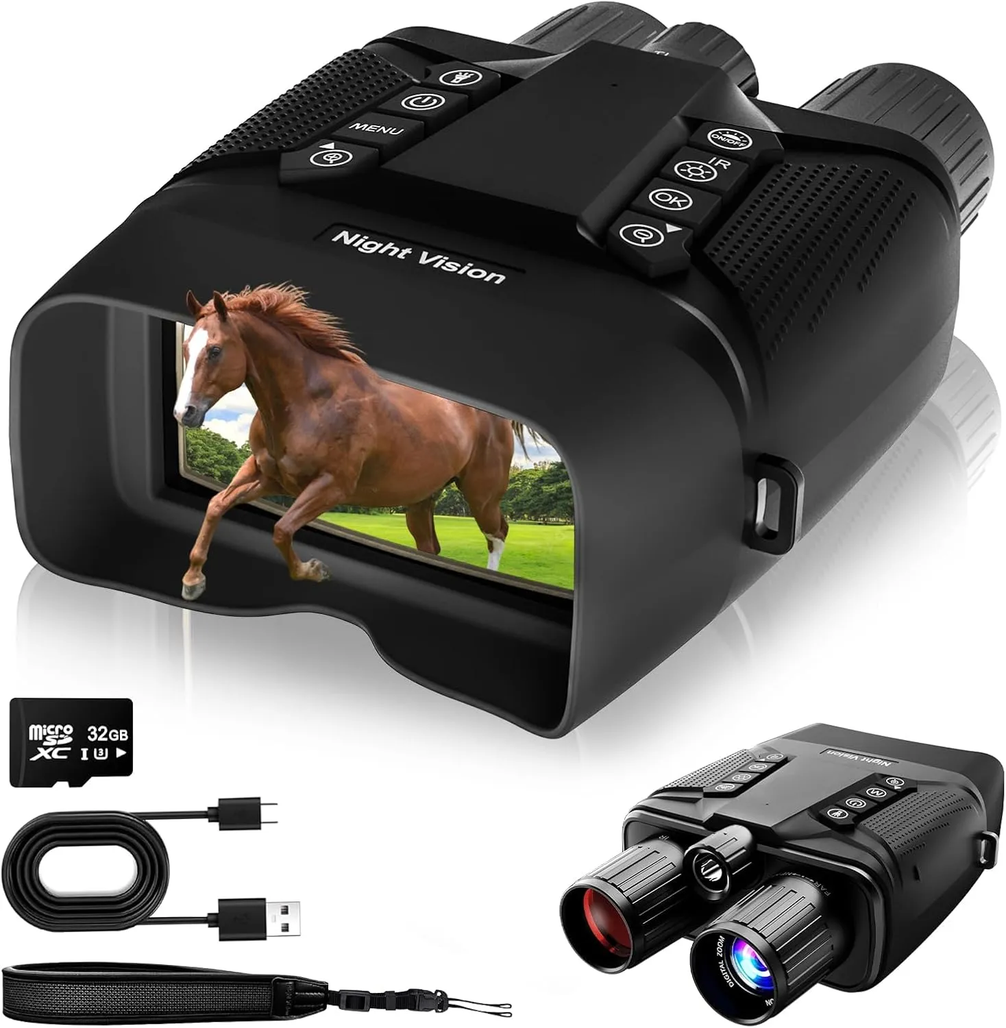 Night Vision Goggles - 4k Night Vision Binoculars for Adults - 40MP 8X Digital Zoom, 3'' Large Screen, Backlit Buttons, 5000mAh Battery, 1968FT, Infrared Binoculars for Hunting Security (Black)