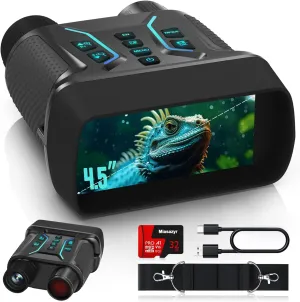 Night Vision Goggles - 4K Night Vision Binoculars for Adults, 4.5'' HD Screen Digital Binoculars with 8X Digital Zoom, 4500mAh Rechargeable Battery, for Camping