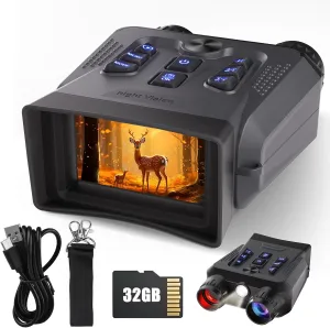 Night Vision Goggles, 4K Night Vision Binoculars for Adults High Powered, 3.0” HD Night Vision Camera Infrared Goggles Scope and Day for Camping & Outdoor with 32GB TF Card, 10X Digital Zoom & 9 IR