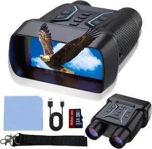 Night Vision Goggles - 4K Night Vision Binoculars with 4.5'' HD Screen, 32GB TF Card, 4500mAh Rechargeable Battery, 8X Digital Zoom, 36MP 7-L IR Night Vision for Camping, Wildlife Watching
