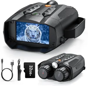 Night Vision Goggles - 4K Night Vision Binoculars with 875 Yards Range,48MP,3 Inch Display,10X Digital Zoom,7-Level IR,32GB Card,5000mAh Battery,Gift&Cool Gadgets for Hunting,Camping & Hiking for Men