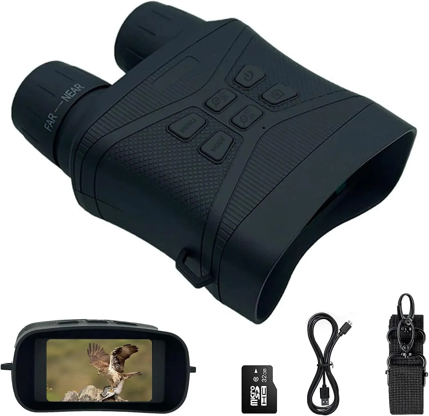 Night Vision Goggles - 4K Rechargeable Night Vision Binoculars for Adults, 3'' Large Screen Digital Infrared Night Vision with 32GB Memory Card can Save Photo and Video