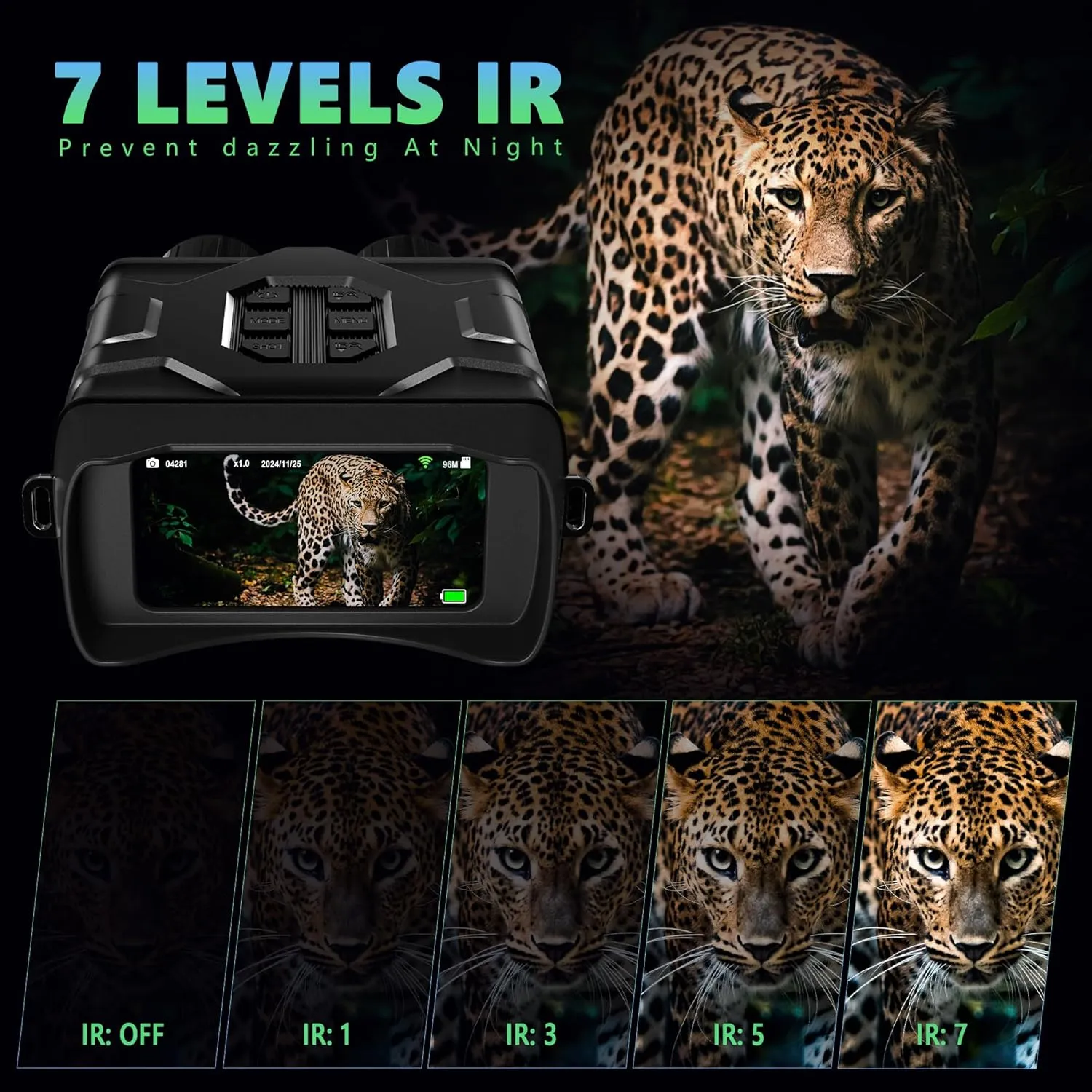 Night Vision Goggles - 5K Night Vision Binoculars for Adults, 10X Digital Zoom, 4'' UHD IPS Screen and 64GB TF Card for Photos and Videos Perfect for Outdoor Camping and Wildlife Observation