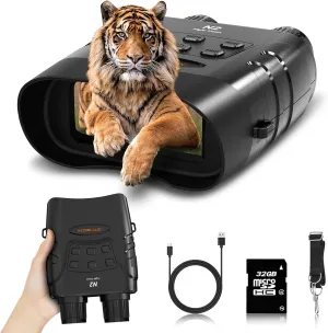 Night Vision Goggles - 5K Night Vision Goggles for Adults, Rechargeable Infrared Night Binoculars 5X Digital Zoom External Flashlight Digital Binoculars for Camping Hunting Outdoor