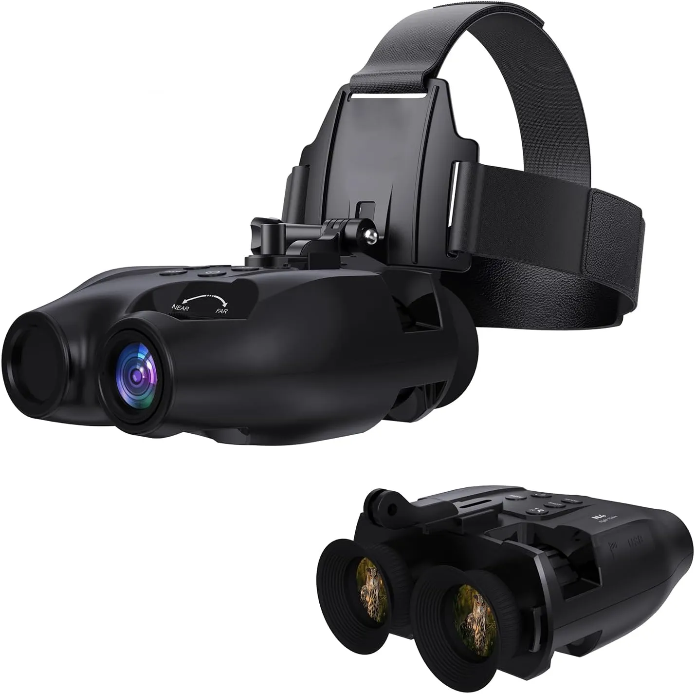 Night Vision Goggles, 984ft Digital Infrared Night Vision Binoculars, Head or Helmet Mounted, 1080P Video Recording, 5X NVG for Travel & Outdoor Hunting