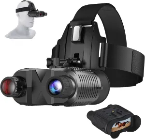 Night Vision Goggles Digital Head Mounted Binoculars 1080P FHD 8X Zoom with 1312FT Viewing in 100% Darkness for Airsoft Military Hunting Tactical Gear Wildlife Observation Surveillance