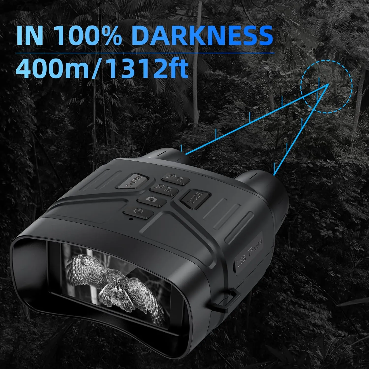 Night Vision Goggles for Hunting, 4K Infrared Night Vision Binoculars with Rechargeable Battery and Anti-Shake Motion Detection for Surveillance Tactical Gear
