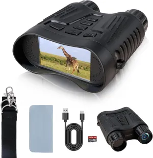 Night Vision Goggles - Full-Color 4K Night Vision Binoculars for Adults, 8X Digital Zoom & 7-Level Infrared, Type-C Fast Charging, 32GB TF Card, 3.2'' HD Screen for Camping and Wildlife Observation