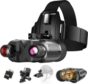 Night Vision Goggles Head Mounted, 1312FT Night Vision Binoculars Compatible with Military Tactical Helmet, Infrared Long Focus 8X Digital Zoom/32GB SD Card, black