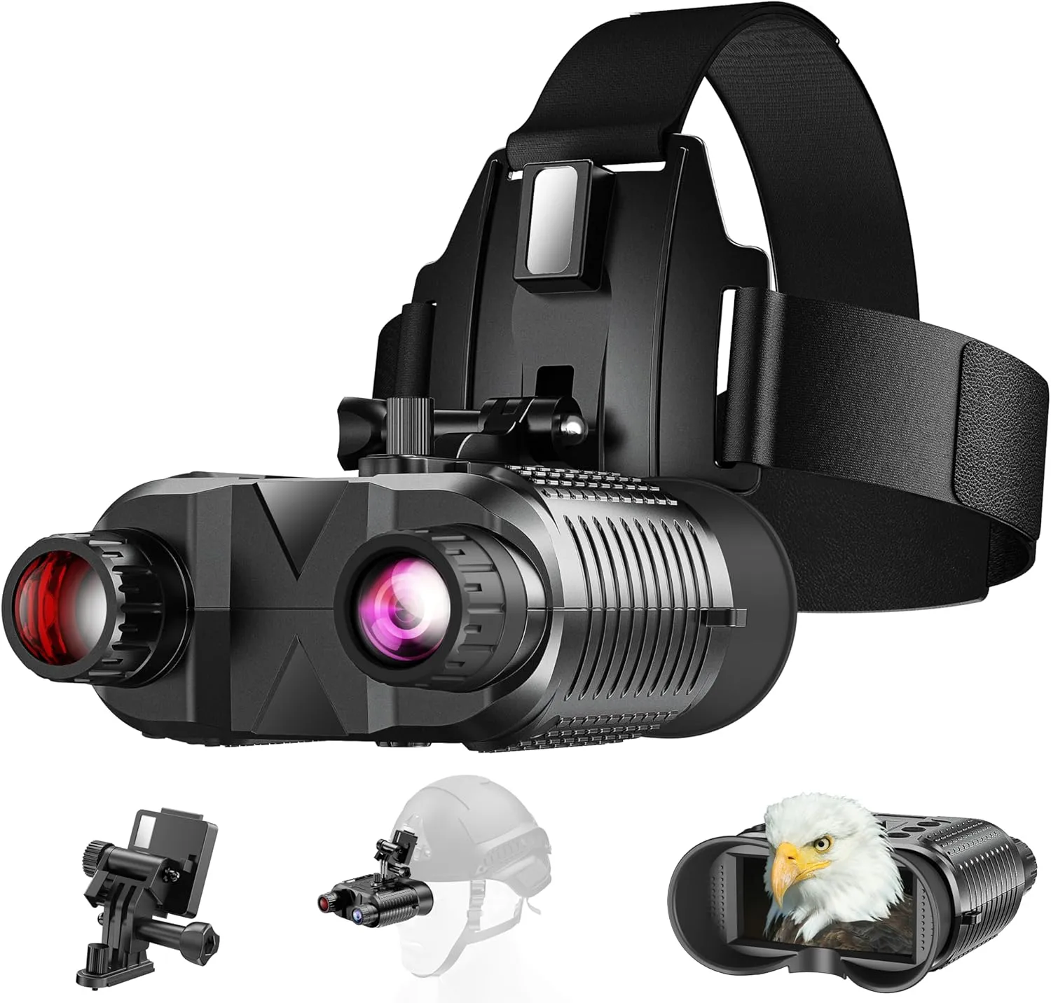 Night Vision Goggles Head Mounted, 1312FT Night Vision Binoculars Compatible with Military Tactical Helmet, Infrared Long Focus 8X Digital Zoom/32GB SD Card