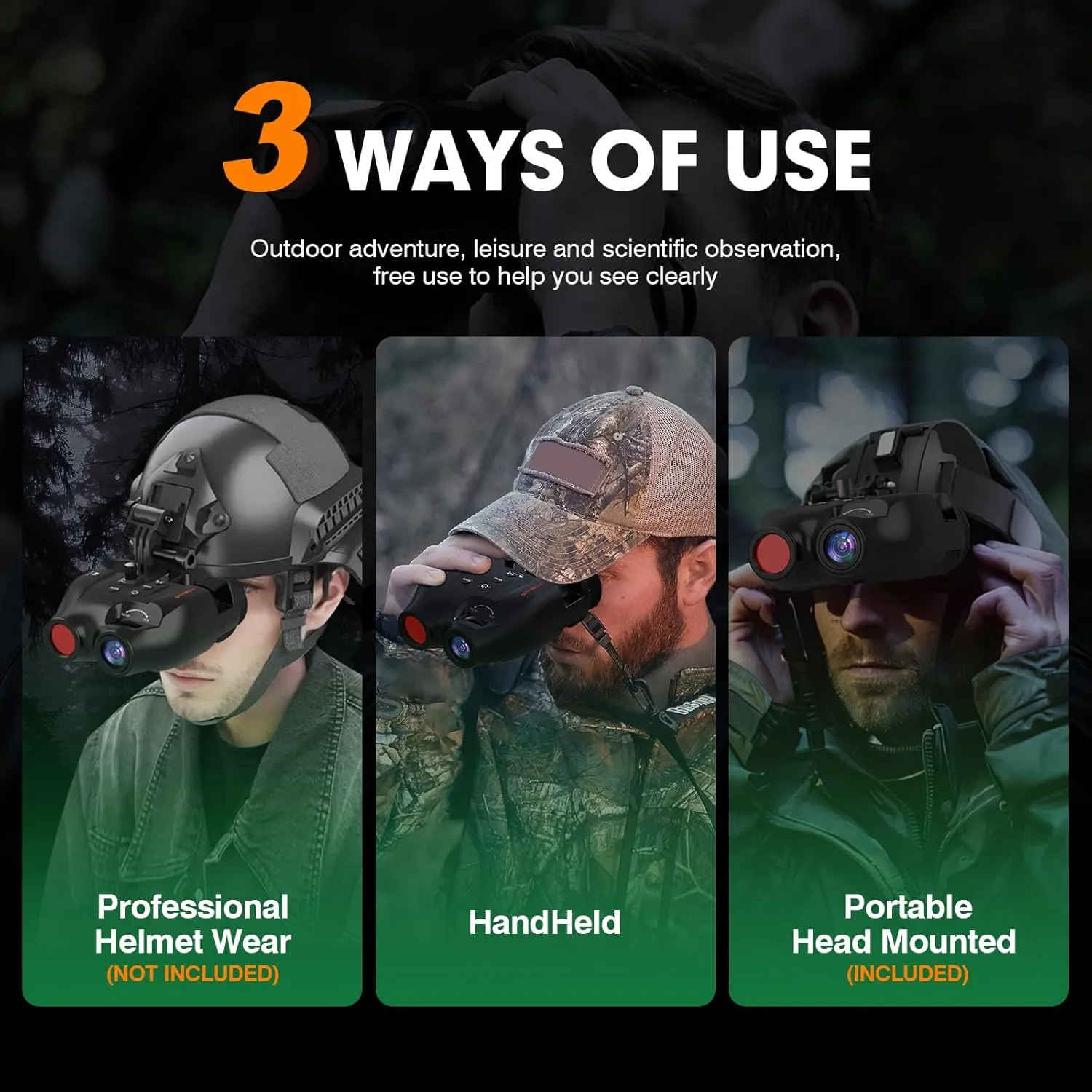 Night Vision Goggles Head Mounted for Adults,984FT Rechargeable Infrared Digital Binoculars,5X Digital Zoom, Hands Free Night-Vision Goggles with 32GB TF Card, Photo & Video Capture,Head Strap