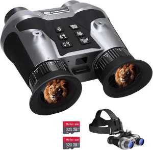 Night Vision Goggles Head Mounted, Naked-Eye 3D VR Night Vision Binoculars for Adults, 32GB Card for Save 8K Photo & 4K Video, 6X Digital Zoom, 2296FT Viewing Range for Camping
