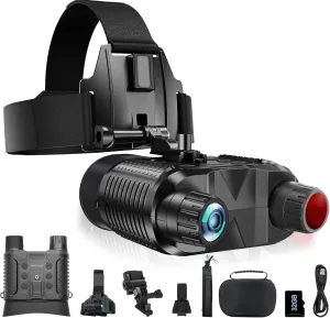 Night Vision Goggles Head Mounted, Night Vision Binoculars for Adults, Rechargeable Digital Infrared Night Vision Binoculars 1312FT with Head Strap &32GB Card for Hunting