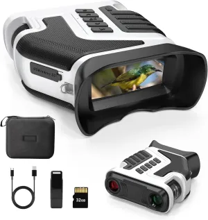 Night Vision Goggles, Night Vision Binoculars 4K Infrared Digital with 1300ft View Range, High Sensitivity Night Goggles for Hunting, Camping and Surveillance, Rechargeable, 32GB TF Card Inclu