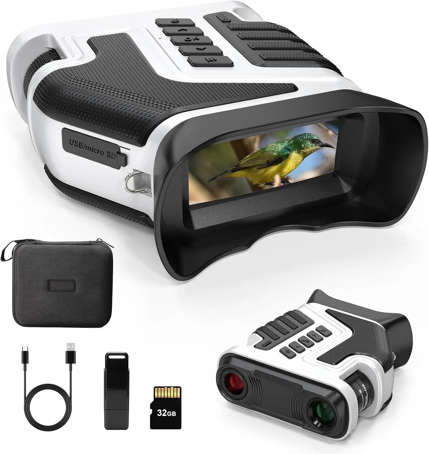 Night Vision Goggles, Night Vision Binoculars 4K Infrared Digital with 1300ft View Range, High Sensitivity Night Goggles for Hunting, Camping and Surveillance, Rechargeable, 32GB TF Card Inclu