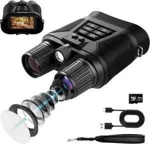 Night Vision Goggles - Night Vision Binoculars with 40MP Photos, 4K Video, 8X Zoom, 850NM Infrared, 1968FT – 5000mAh Rechargeable Battery for Hunting, Wildlife Observation & Security (Deep Black)