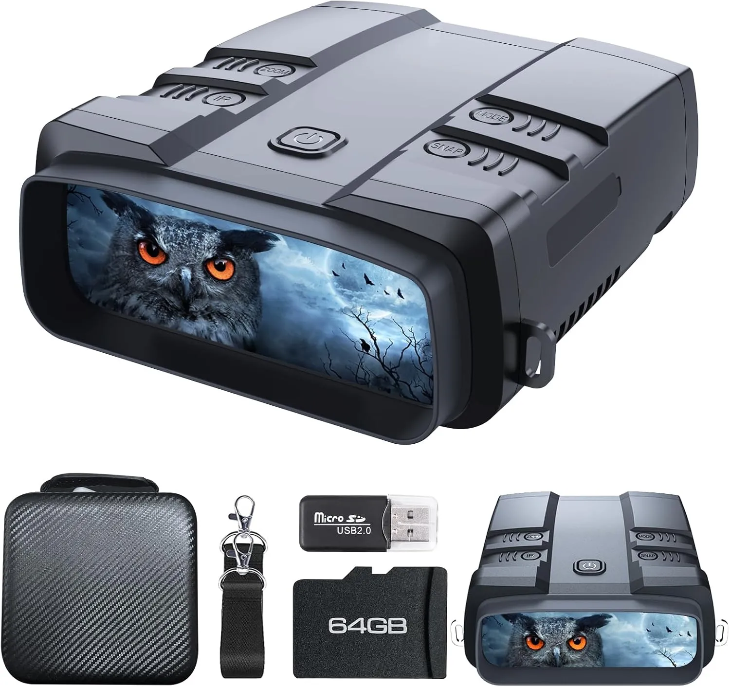 Night Vision Goggles, True 4K Night Vision Binoculars, Built-in Powerful Focusable IR, 6000mAh Rechargeable Battery, Super Large Display, Long Viewing Range, Free 64GB Card (Black 4k Pro)