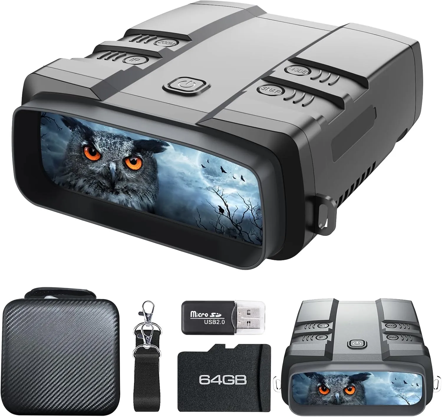 Night Vision Goggles, True 4K Night Vision Binoculars, Built-in Powerful Focusable IR, 6000mAh Rechargeable Battery, Super Large Display, Long Viewing Range, Free 64GB Card (Silver 4k Pro)