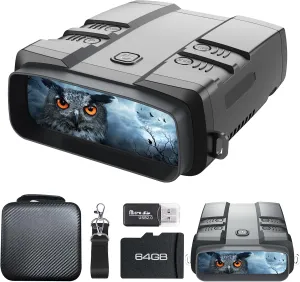 Night Vision Goggles, True 4K Night Vision Binoculars, Built-in Powerful Focusable IR, 6000mAh Rechargeable Battery, Super Large Display, Long Viewing Range, Free 64GB Card (Silver 4k Pro)