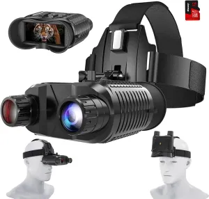 Night Vision Goggles with Head Strap - 1312FT Night Vision Binoculars for Adults, Helmet Mounted Infrared Night Vision Scopes, 8X Digital Zoom, 32GB SD Card can Save Photo and Video, Black
