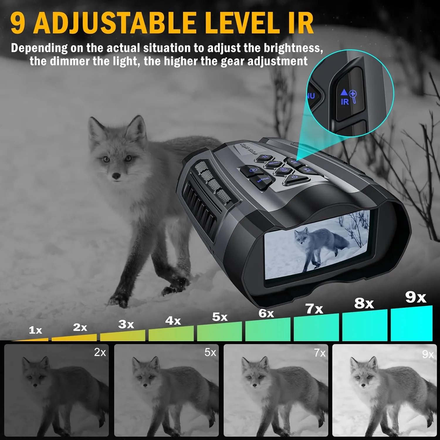 Night Vision Goggles,4K Night Vision Binoculars for Adult with 3.5" HD Screen,32GB TF Card for Photo and Video,9 Gear Infrared and 10X Digital Zoom for Outdoor Enthusiasts and Animal Watchers