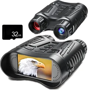 Night Vision Goggles,Rechargeable 3.2-Inch HD Screen Night Vision Binoculars,8X Digital Zoom Night Vision Scope,with 32GB SD Card Can Save Photo and Video
