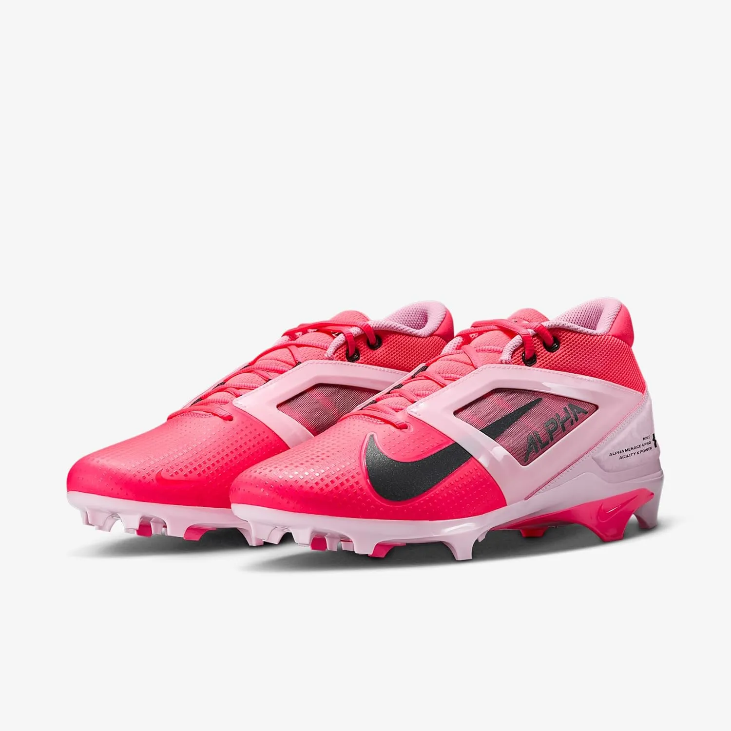 Nike Alpha Menace 4 Pro Football Cleats (HJ4568-600, Racer Pink/Pink Foam/Dark Smoke Grey/Dark Grey)