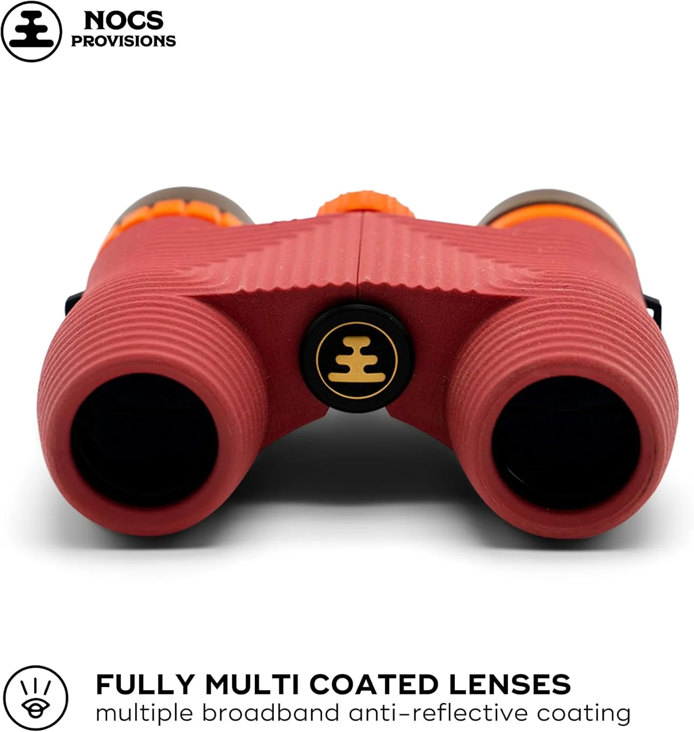 Nocs Provisions Standard Issue 10x25 Waterproof Binoculars, 10X Magnification, Bak4 Prism, Wide View Multi-Coated Lenses for Bird Watching, Hiking & Backpacking - Manzanita Red