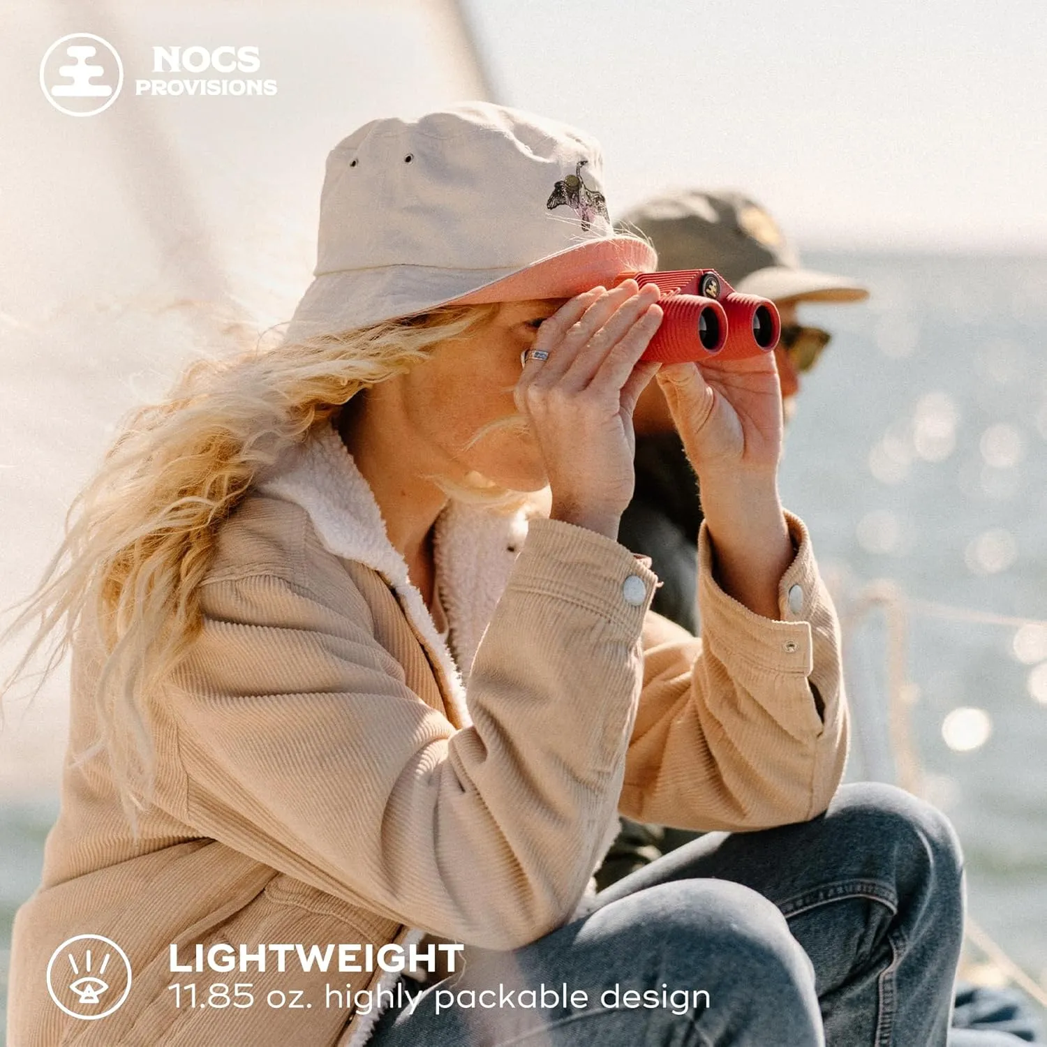 Nocs Provisions Standard Issue 10x25 Waterproof Binoculars, 10X Magnification, Bak4 Prism, Wide View Multi-Coated Lenses for Bird Watching, Hiking & Backpacking - Manzanita Red