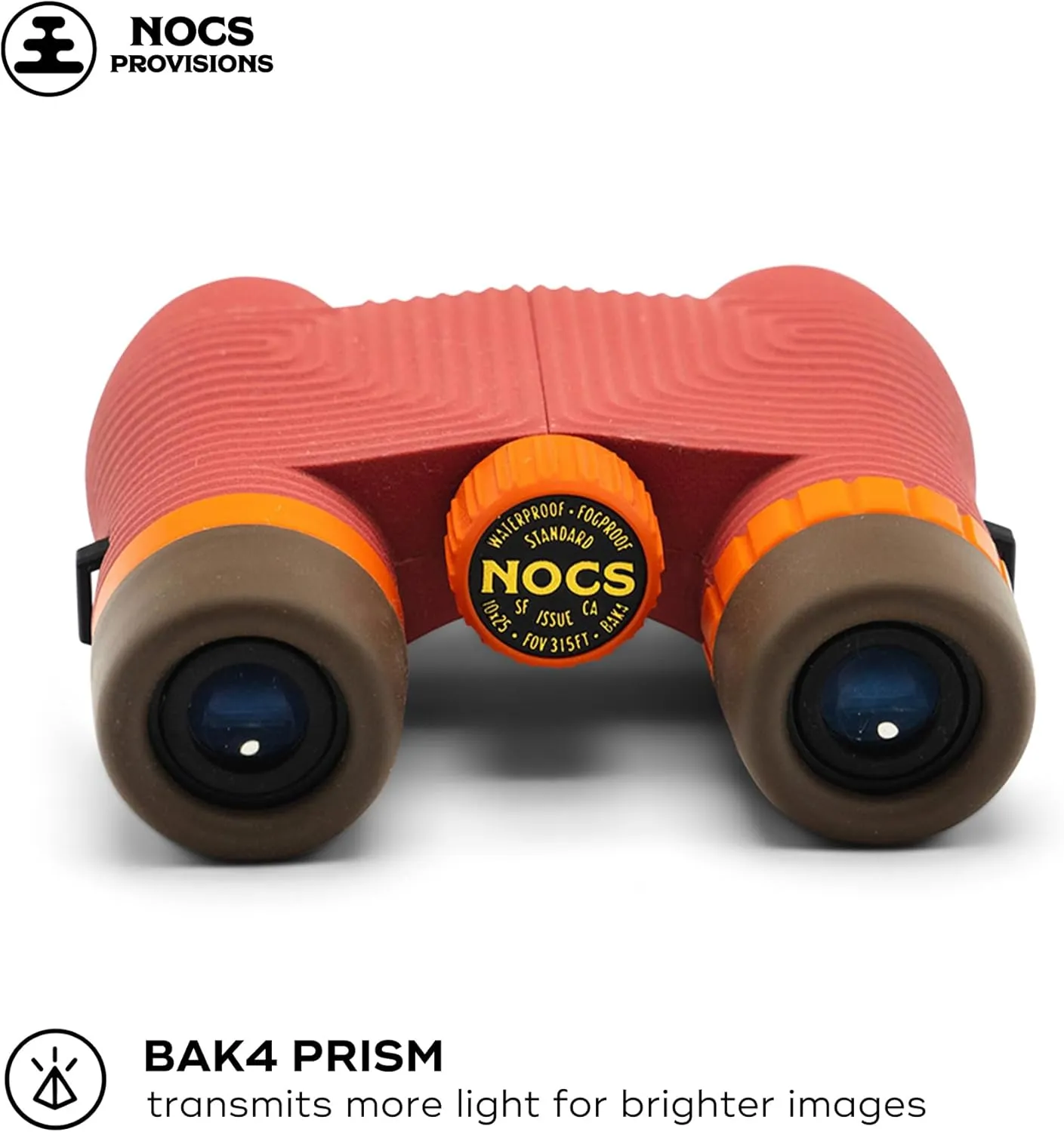 Nocs Provisions Standard Issue 10x25 Waterproof Binoculars, 10X Magnification, Bak4 Prism, Wide View Multi-Coated Lenses for Bird Watching, Hiking & Backpacking - Manzanita Red