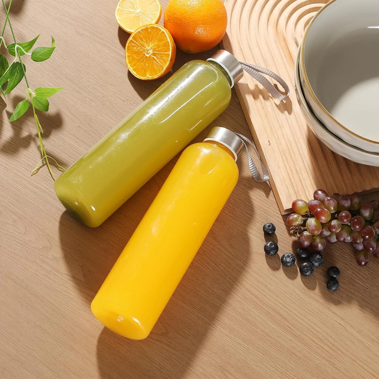 novelinks 27 OZ Plastic Water Bottles Reusable Water Bottles with Airtight Juice Bottle with Stainless Steel Lids for Eco-Friendly Travel Drinks and Beverages,12 Pack