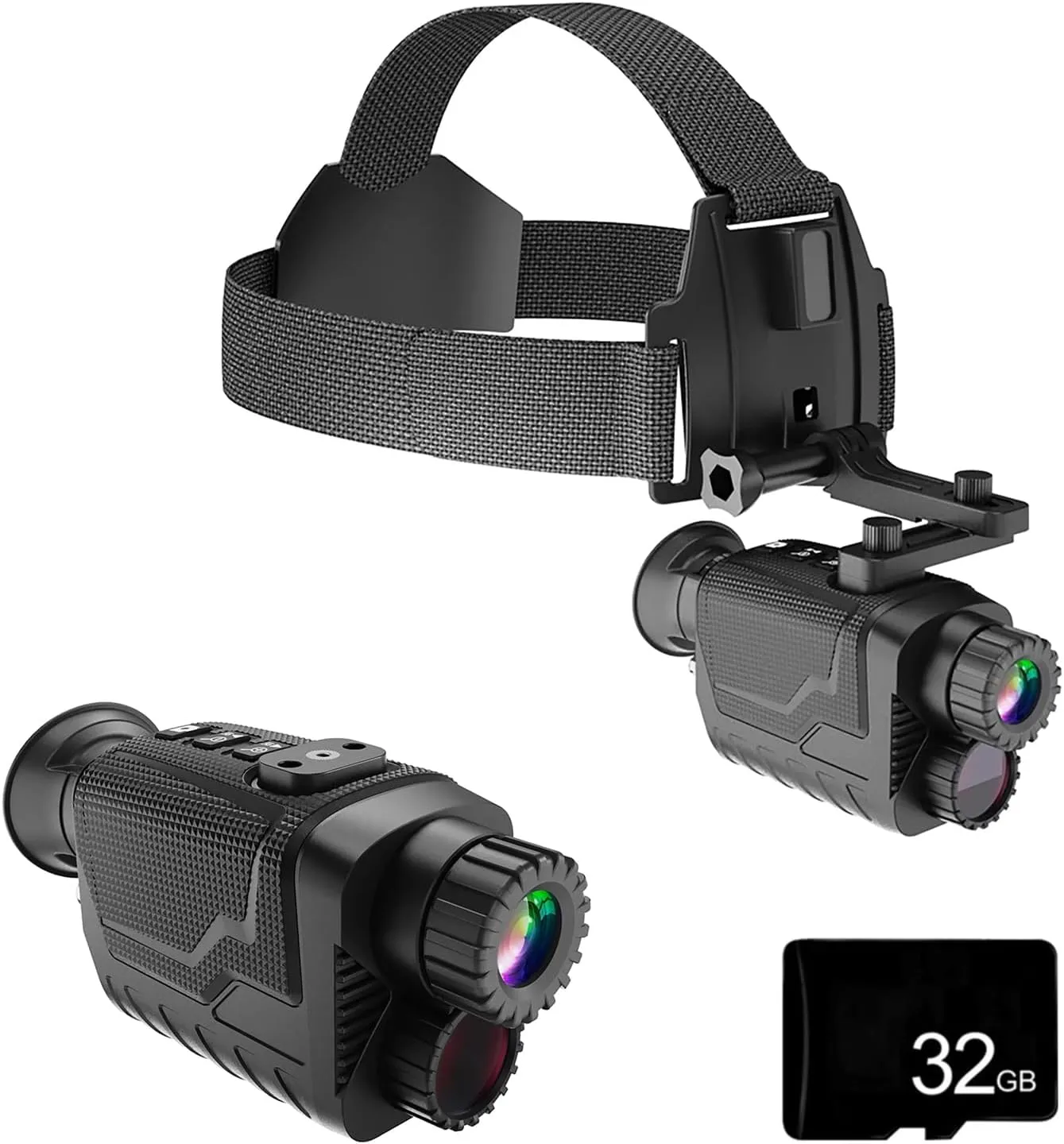 NV8260 Head Mounted Night Vision Goggles,7 Levels of IR Adjustment Night Vision Monocular,8X Digital Zoom,Rechargeable,Can Save 4K Video and 36MP Photos