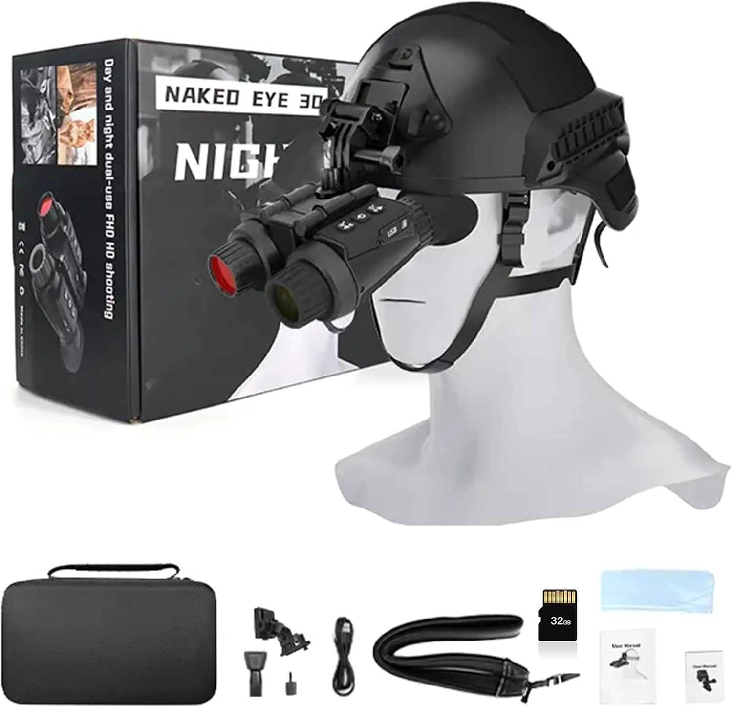 NV8300 4K Night Vision Goggles with 3D Vision Effect, Rechargeable Night Vision Binoculars Military Tactical, 8X Digital Zoom, 7-Level Infrared, Helmet-Mounted Night Vision