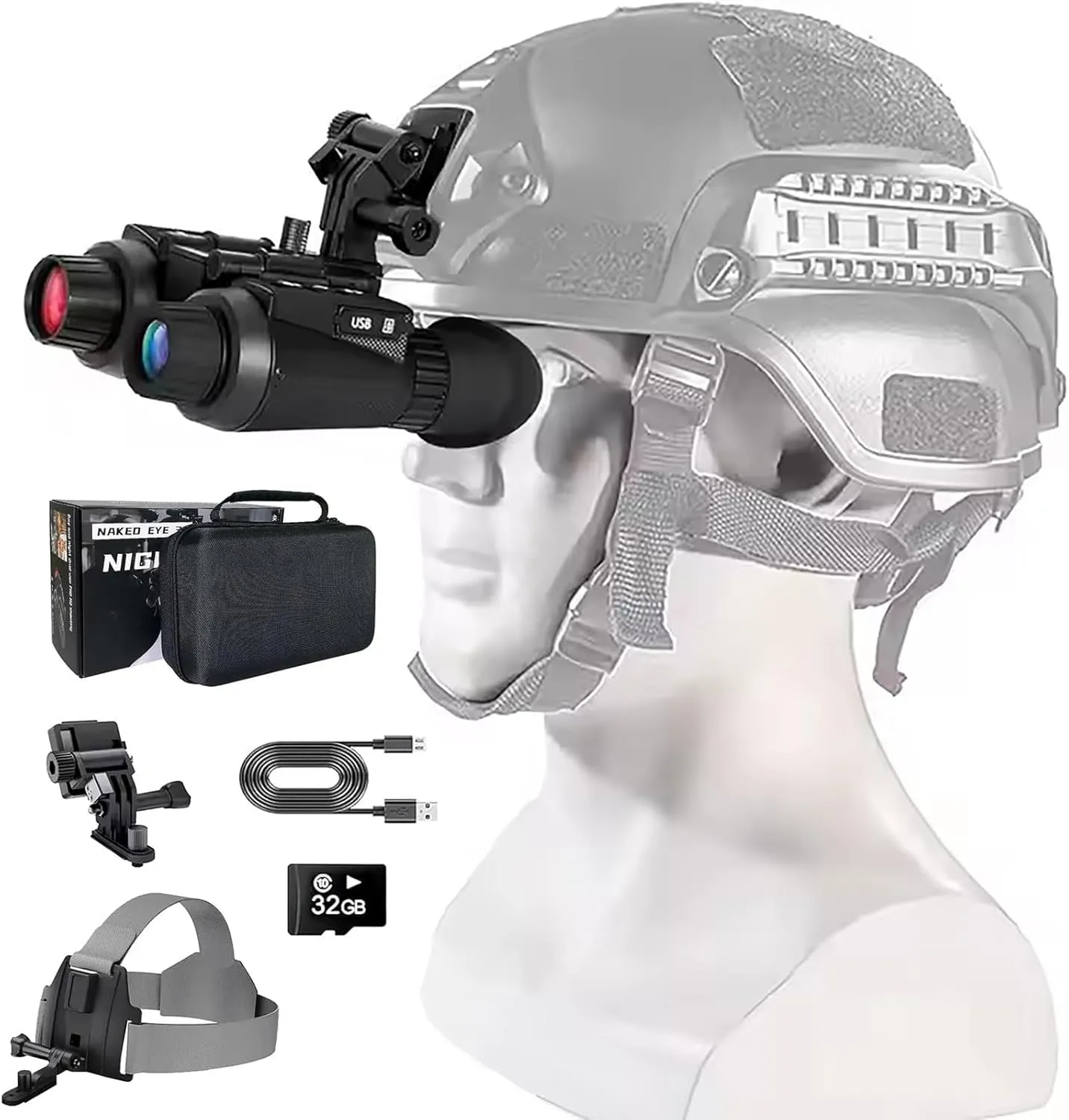 NV8300 Head-Mounted Night Vision Goggles for Adults, 3D 36MP 4K Thermal Goggles Military Tactical Digital Infrared Night Vision Binoculars with 32GB Memory Card
