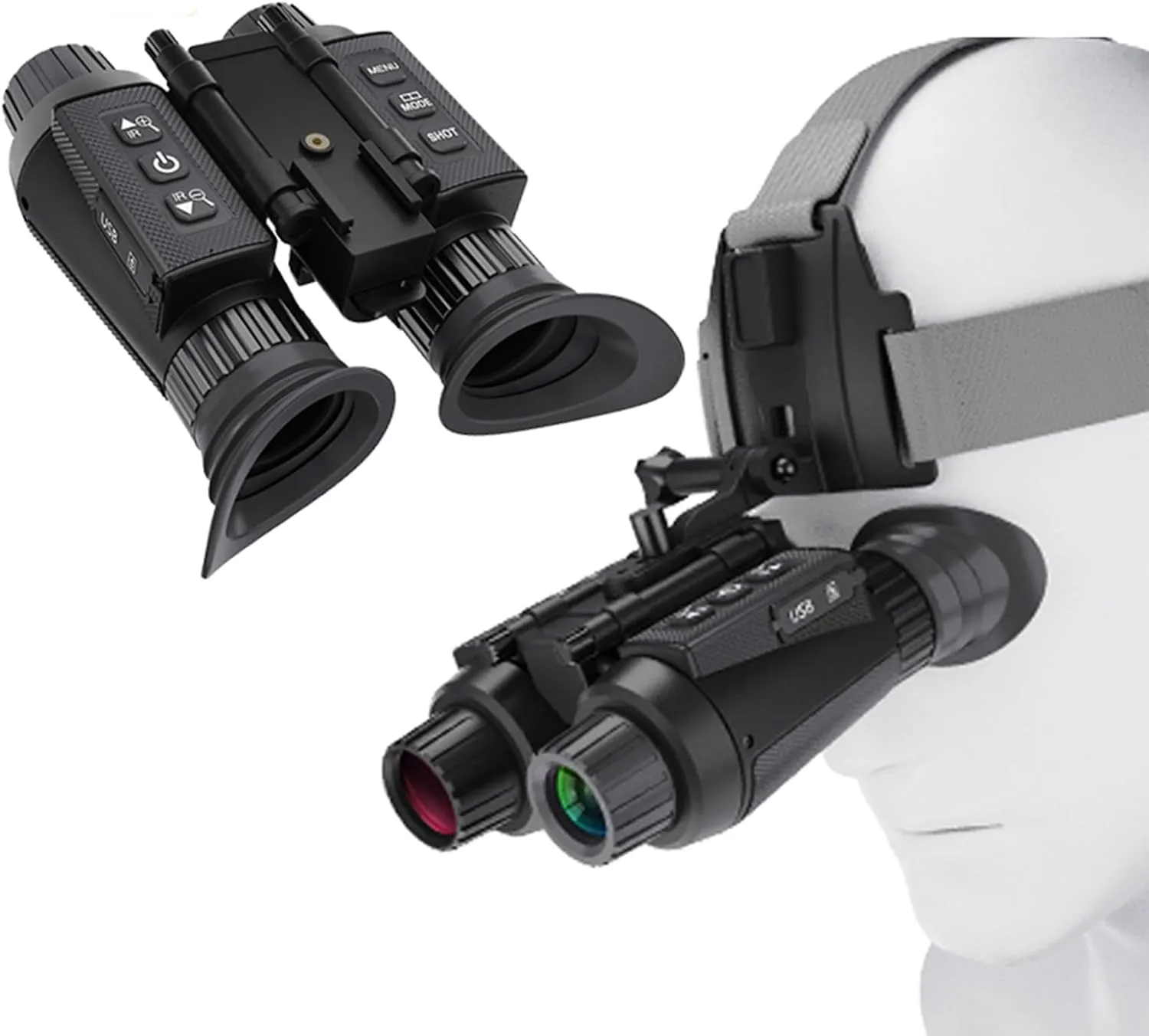 NV8300 Head-Mounted Night Vision Goggles for Adults, 4K 3D Visual Digital Night Vision Binocular with Head Strap and 32GB Memory Card, 7 Gear Infrared, 8X Digital Zoom