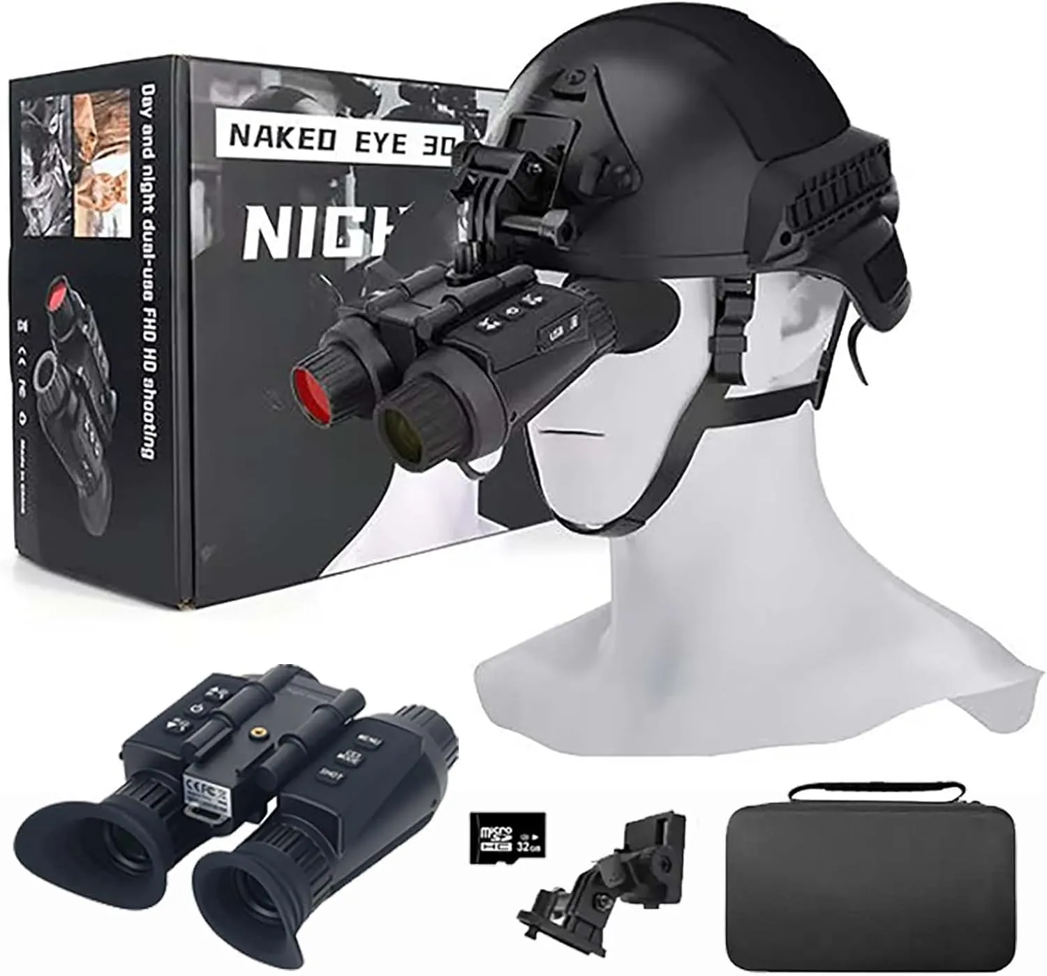 NV8300 Night Vision Goggles Head-Mounted, 3D 4K Thermal Goggles Military Tactical Night Binoculars with Night Vision/Digital Night Vision with 32GB Card to Save Photos/Videos