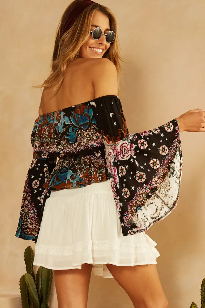 Ocean Eyes Crop Top Black