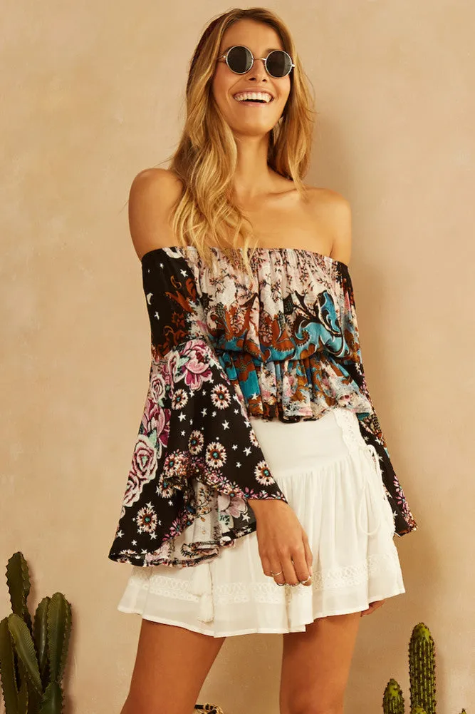 Ocean Eyes Crop Top Black
