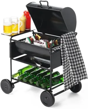 Odoria 1/12 Miniature BBQ Grill and Beer Bottles with Mugs Dollhouse Decoration Accessories