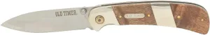 Old Timer OT Ironwood and Nickel 7in High Carbon S.S. Spring Assisted Folding Knife with a 3in Drop Point Blade and Ironwood Handle for Outdoor, Hunting, Camping and EDC,Brown