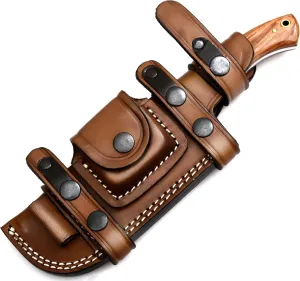 Ottoza D2 Steel Tracker Knife with Sheath & Wood Handle, Outdoor Knife Survival Knife Camping Knife - D2 Knife - D2 Steel Fixed Blade Hunting Knives for Men Horizontal Carry Knife Sheath