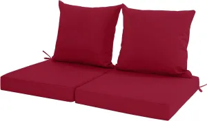Outdoor Cushions for Patio Furniture, Waterproof Outdoor Chair Cushion w/Fade-Resistant, Removable & Machine-Washable Cover, 22x22 Inch, Deep Seat Sofa/Couch Pad Replacement – Set of 2, Burgundy