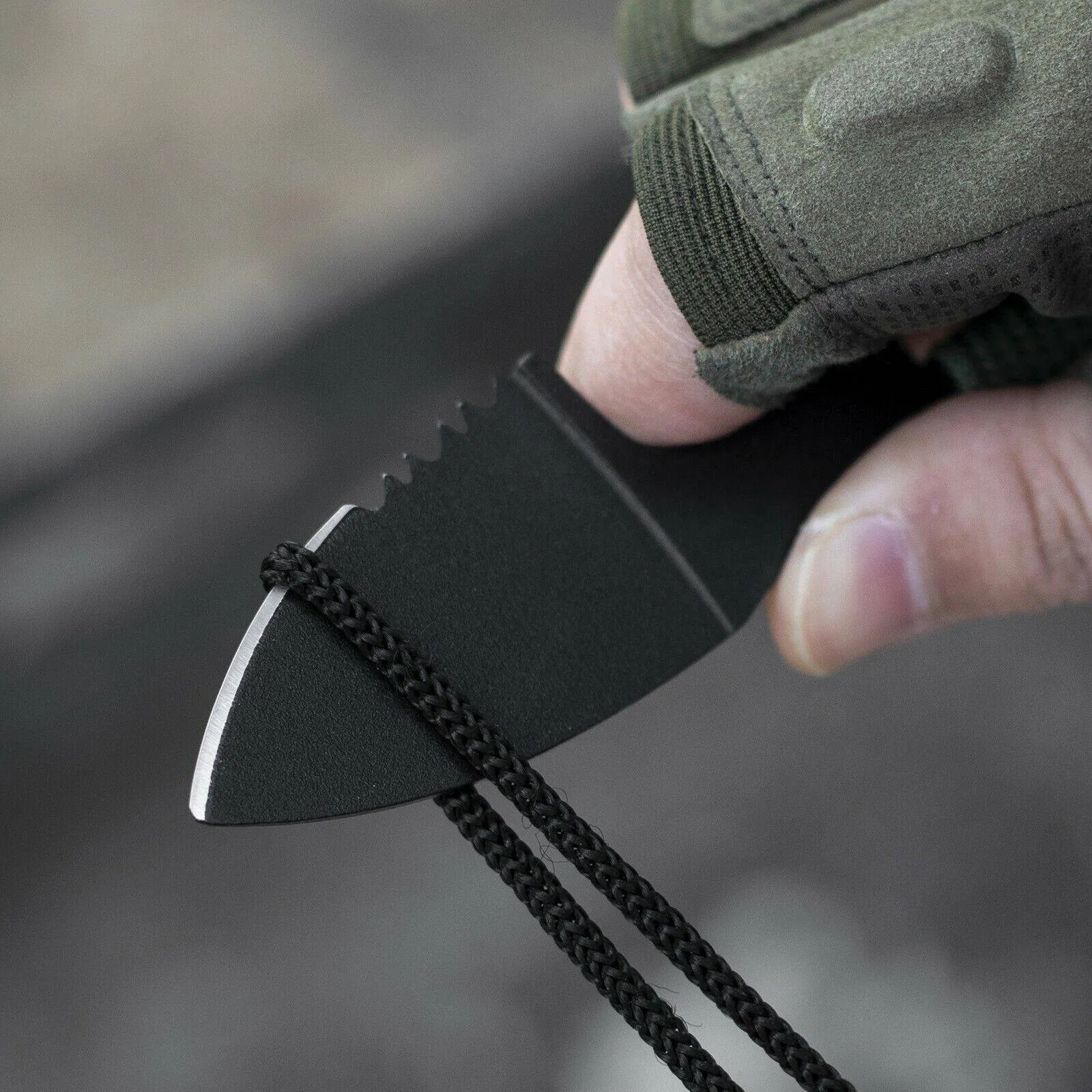 Outdoor Fixed-Blade Neck Knife with Black Rubber Handle and Sheath