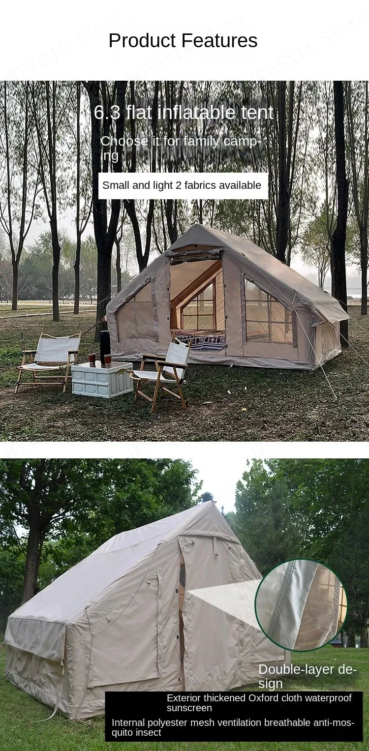 Outdoor Inflatable Camping Tent, Quick Automatic Opening, Family Travel Air Tent, One Bedroom, One Living Room