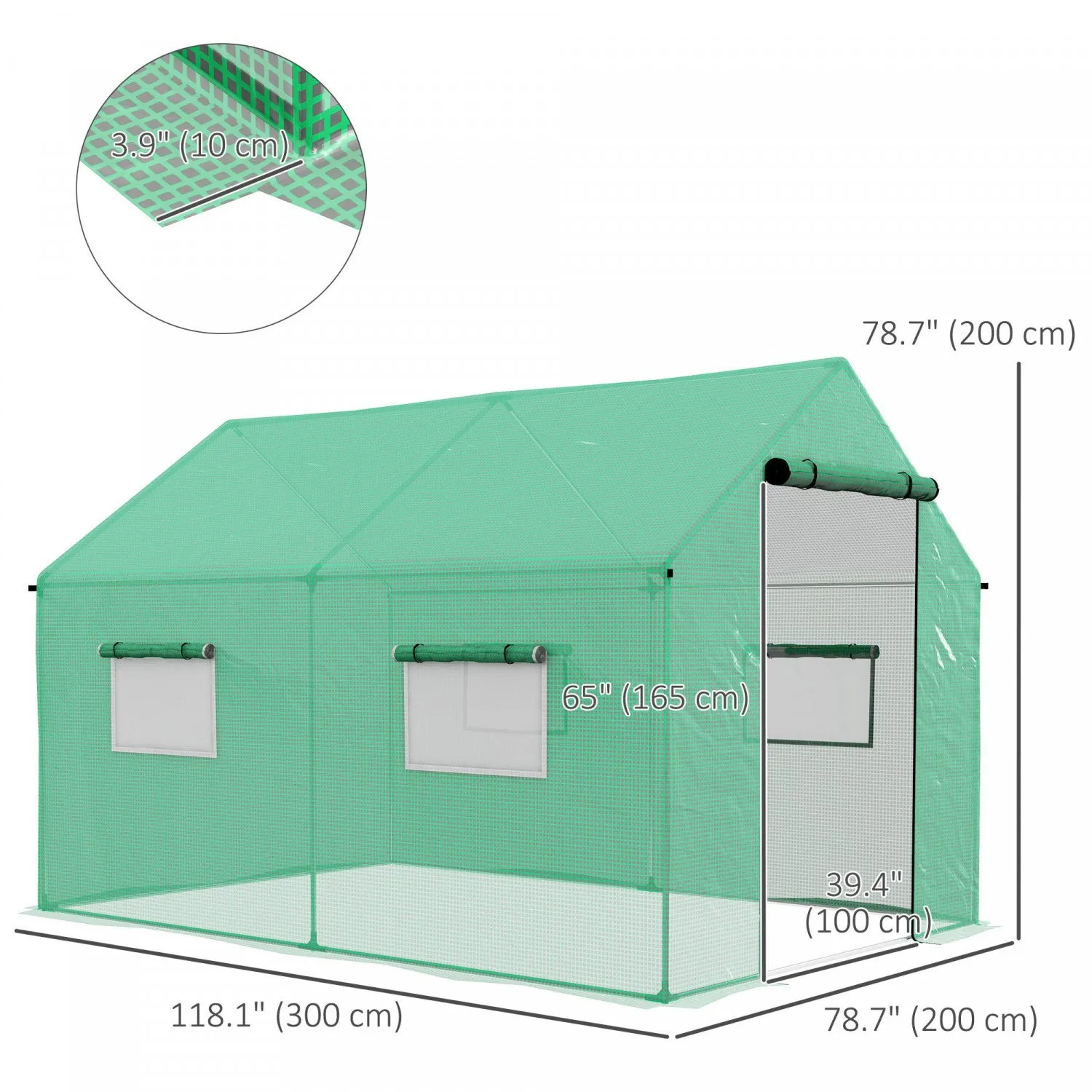 Outsunny Tunnel Greenhouse With Uv-resistant Pe Cover, 6.6' X 10' X 6.6'|Outsunny Serre Tunnel Avec Couverture Pe Resistante Aux Uv
