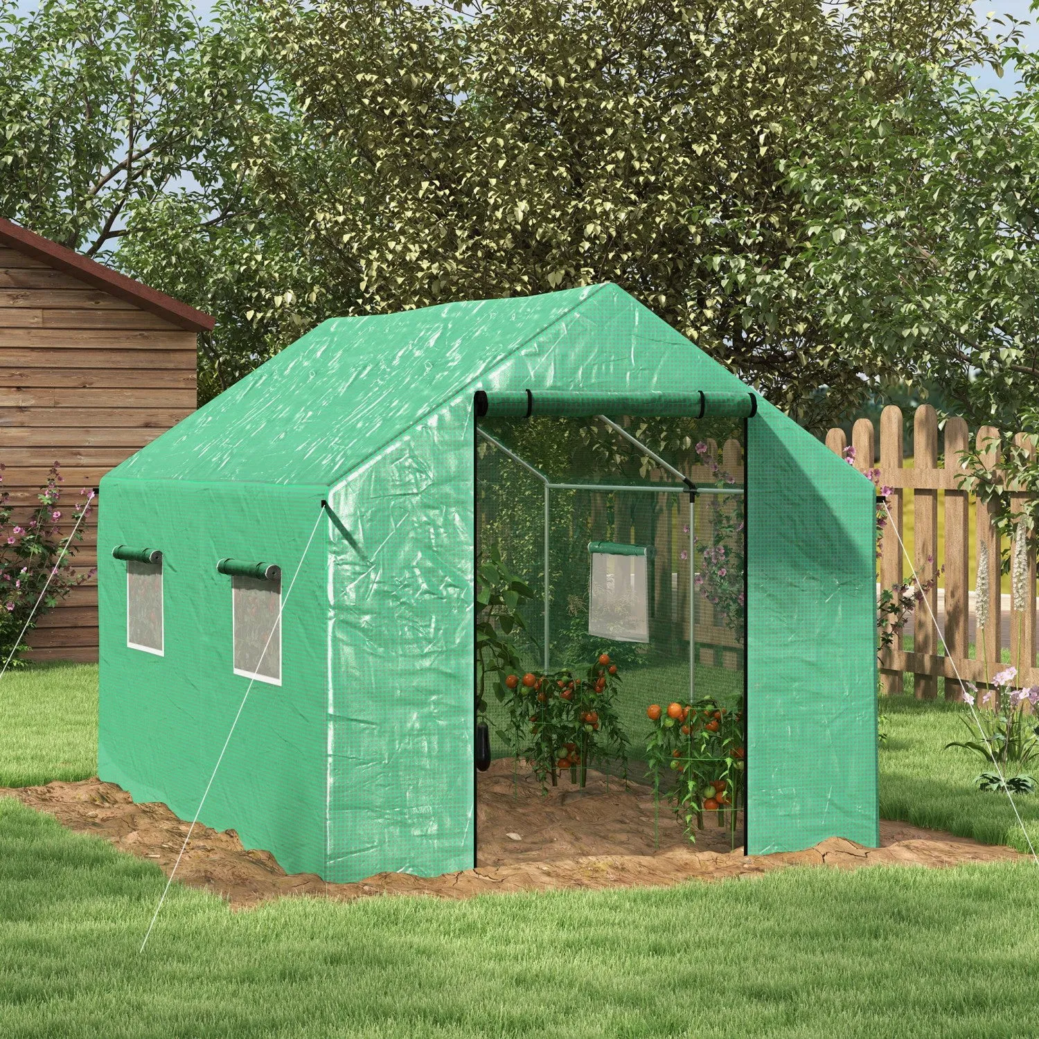 Outsunny Tunnel Greenhouse With Uv-resistant Pe Cover, 6.6' X 10' X 6.6'|Outsunny Serre Tunnel Avec Couverture Pe Resistante Aux Uv