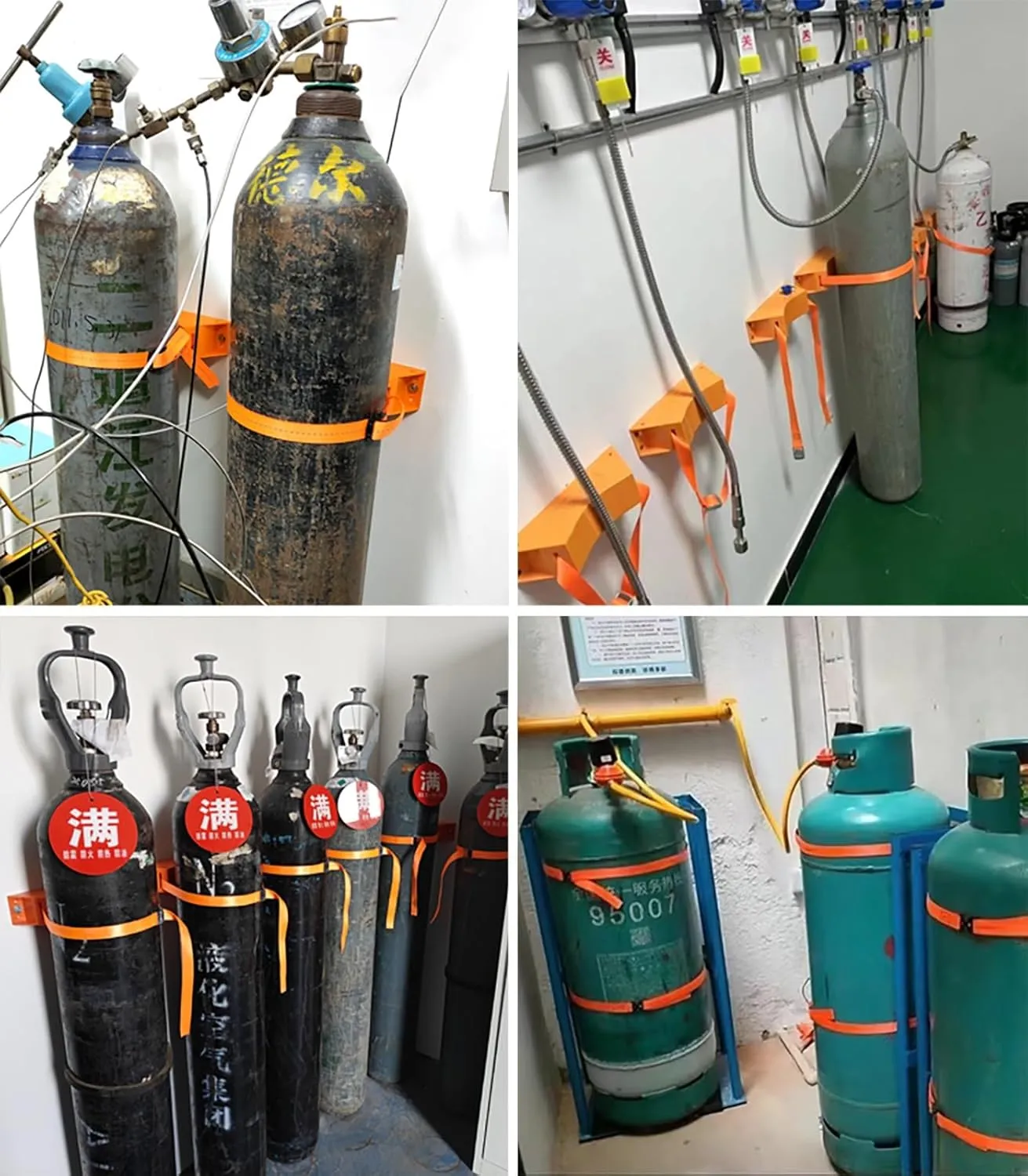Oxygen Tank Holder Oxygen Bottle/Tank Holder, Gas Bottle Holder Wall Bracket with Safety Strap and Screws, Heavy Duty Oxygen Storage Rack, Oxygen Cylinder Stand(Orange)