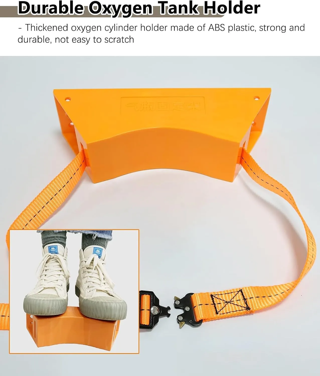 Oxygen Tank Holder Oxygen Bottle/Tank Holder, Gas Bottle Holder Wall Bracket with Safety Strap and Screws, Heavy Duty Oxygen Storage Rack, Oxygen Cylinder Stand(Orange)