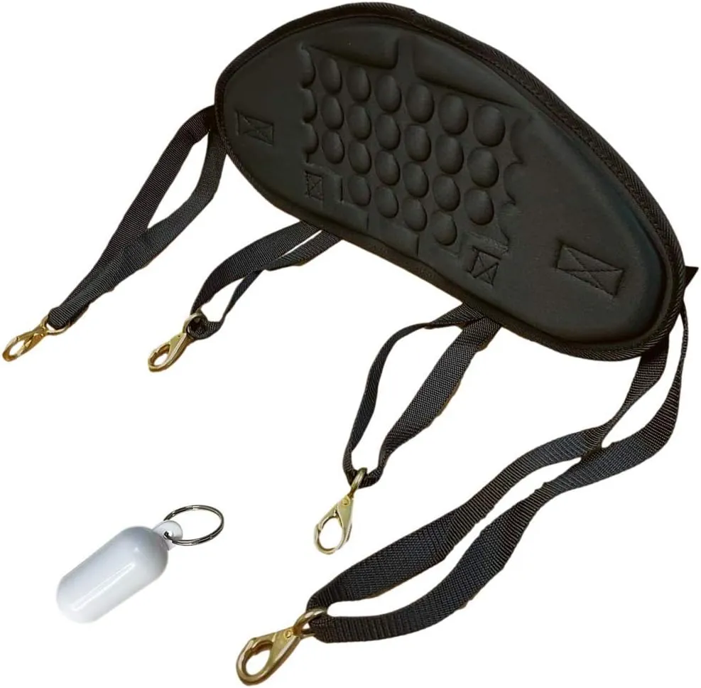 Pactrade Marine Adjustable Straps Black Padded Kayak Back Canoe Backrest Support Comfy Cushion Sit On Top Fishing Brass Clips Canoeing Kayaking Rafting Rest Pad Antiskid (1)