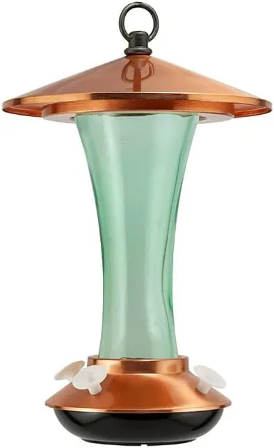 Panacea Woodlink Mid-Century Coppertop Hummingbird Feeder, 15 oz., Green, 11.5''H